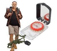 Compass Survival, Hiking Camping Compass, Portable Navigation with Bias Adjustment, Field Base Plate for Map Reading, Outdoor Activity, Acrylic+ABS, Light/White, 10.86.42 in