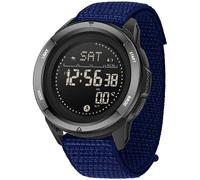 Compass Tactical Watches for Men Women with Metronome Step Counter Countdown Dual Time Alarm Stopwatch Rubber Strap Lightweight Digital Waterproof Watch Orange, Nylon Blue, sport