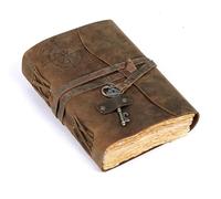 Compass Vintage Leather Journal - Antique Handmade Leather Bound journal with deckle edge paper for Men And Women Diary - Leather Sketchbook - Drawing Journal Notebook - Gift (Vintage Brown,8"x6")