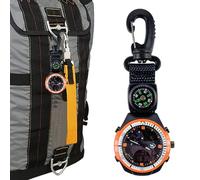 Compass Watch - ABS 4.5x1.5x13.5cm, Backpack Fob Watch, Carabiner | Waterproof Compass For Men, Women, Camping, Hiking, Backpacking, Sports, Mountaineering, Adventure, Outdoor Exploration