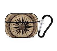 Compass Wind Road Map AirPod Pro Case, Anti Scratch Hard PC Cover with Keychain, AirPod Pro 2nd/1st Case Accessories for Women Men, Black-Style