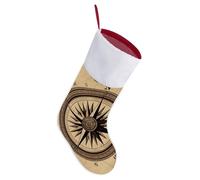 Compass Wind Road Map Christmas Stockings 18 Inch Large Fireplace Hanging Stockings with Soft Plush Cuff & Red Loop for Xmas Tree Festive Holiday Party Favors Gift Home Decor