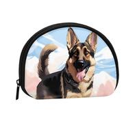 Compass Wind Road Map Mini Coin Purse Pouch Change Holder, Shell Shape Zip Around Wallet,Credit Card Holder for Women, German Shepherd Dog Lovers, One Size, Classic