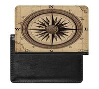 Compass Wind Road Map Passport Holder PU Leather Slim Passport Cover with Card Slots Travel Document Holder Cover