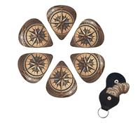 Compass Wind Road Map Print Guitar Picks Set of 6 with Custom Guitar Organizer Storage Box for Men Women Guitar Accessory Ukulele for Guitar