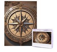 Compass Wind Road Map Puzzle for Adults 500 Pieces Personalized Jigsaw Puzzles from Photos, Challenging Puzzle Perfect for Game Nights, Wooden Puzzles Gift for Holiday Birthday