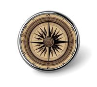 Compass Wind Road Map Round Badge for Men Women, Durable & Stylish Lapel Pins, Lightweight Metal Badges for Shirts, Jackets, Hats