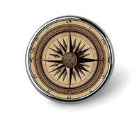 Compass Wind Road Map Round Lapel Pin Women's Novelty Buttons & Pins Metal Badge Cute Brooch Retro Pinback Badge Fashion Bag Pins for Hat Backpacks Tie Suit Wedding Party Accessory, silver, Circular