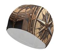 Compass Wind Road Map Swim Cap for Adult Lightweight Fabric Swim Cap Comfortable Swim Hat High Elasticity Swimming Caps Hat