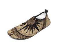 Compass Wind Road Map Water Shoes for Men Women, Lightweight Stretch Swim Shoes with Anti-Slip Rubber Sole, Quick-Dry Aqua Socks for Pool, Beach, Surfing, Style, 4