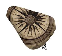 Compass Wind Road Map Waterproof Bike Seat Cushion with Drawstring for Women Men Soft Padded Bicycle Seat Cover for Comfort Wide Road Bike Saddles Universal Fit for Mountain Exercise