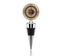 Compass Wind Road Map Wine Stoppers - Stainless Steel Wine Bottle Stopper with Silicone Seal, Reusable Beverage Preserver, Freshness Keeper, Leak Proof Bottle Sealers Ideal Accessories Gift