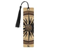 Compass Wind Road Map Wood Bookmark for Book Lovers Birthday Teachers Gift, Handmade Craft Book Marks Ornaments with Tassel Exquisite Reading Page Markers for Men Women