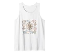 Compass Wind Rose with Passport Stamps for Globetrotters Tank Top