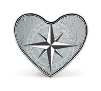Compass with Vintage Retro Background Heart Brooch Pin, Unisex Smooth Surface Lapel Tie Pin, Lightweight Badge Jewelry Crafts Decor for Costume Accessory Men Women