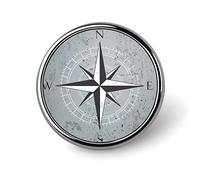 Compass with Vintage Retro Background Round Brooch Pin, Unisex Smooth Surface Lapel Tie Pin, Lightweight Badge Jewelry Crafts Decor for Costume Accessory Men Women