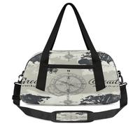 Compass World Map Kids Overnight Duffle Bags Boys Girls Teen Sports Gym Bag for Weekender Travel Gymnastics Dance Ballet