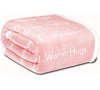 Compassion Blanket - Strength Courage Super Warm Hugs, Get Well Gift Blanket Plush Healing Thoughts Positive Energy Love & Hope, Cancer Support Gift for Women 50 x 65 (Pink, One Size)
