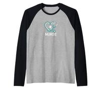 Compassionate Nurse Heart Stethoscope Faith Symbol Raglan Baseball Tee