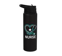 Compassionate Nurse Heart Stethoscope Faith Symbol Stainless Steel Insulated Water Bottle