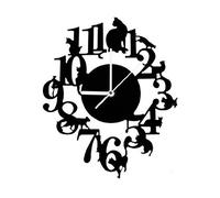 Compasty A la Mode! Wall Clock Set of Hooks Wall Clock Interior Antique Scandinavian Clock Cute Cat (Black)