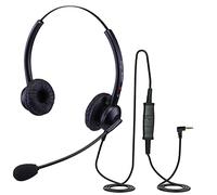 Compatiable Double Ear Headset for Yealink SIP W52P Wireless Handset Light Weight HD Sound Noise Cancelling Mic 2.5ml Jack Lead EAR308D + QD011