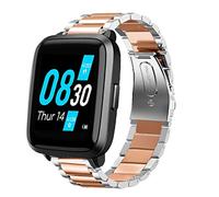 Compatiable for Ufit Band, L:vBu Quick Release Stainless Steel Metal Replacement Straps for UMIDIGI UFit Smartwatch (Silver-Rosegold)