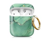 Compatiable with Airpod 1&2 Case,Hard Protective Shell with Keychain, Stylish Design AirPod Case Cover,Ideal for Women, Wireless Charging Supported(Blue Gold Marble)