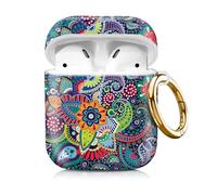Compatiable with Airpod 1&2 Case,Hard Protective Shell with Keychain, Stylish Design AirPod Case Cover,Ideal for Women, Wireless Charging Supported(Indonesian Style Flowers)