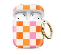 Compatiable with Airpod 1&2 Case,Hard Protective Shell with Keychain, Stylish Design AirPod Case Cover,Ideal for Women, Wireless Charging Supported(Funny Checkred)