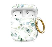 Compatiable with Airpod 1&2 Case,Hard Protective Shell with Keychain, Stylish Design AirPod Case Cover,Ideal for Women, Wireless Charging Supported(Watercolor Leaves)