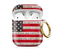 Compatiable with Airpod 1&2 Case,Hard Protective Shell with Keychain, Stylish Design AirPod Case Cover,Ideal for Women, Wireless Charging Supported(Weathered American Flag)