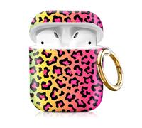 Compatiable with Airpod 1&2 Case,Hard Protective Shell with Keychain, Stylish Design AirPod Case Cover,Ideal for Women, Wireless Charging Supported(Neon Leopard Print)
