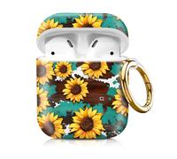 Compatiable with Airpod 1&2 Case,Hard Protective Shell with Keychain, Stylish Design AirPod Case Cover,Ideal for Women Girls, Wireless Charging Supported(Yellow Sunflowers)