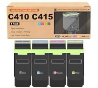 Compatible 006R04685 006R04686 006R04687 006R04688 High-Capacity Toner Cartridge Set, Works for Xerox C410 C410DN VersaLink C415 Printers, Bright Colors and Clear Printing 4*color