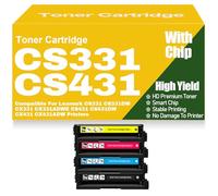 Compatible 20N20C0 20N20K0 20N20M0 20N20Y0 Toner Cartridges High Yield for Lexmark CS331 CS331DW CX331 CX331ADWE CS431 CS431DW CX431 CX431ADW Printers with Chip,4Pack-CS331