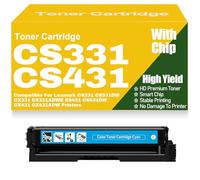 Compatible 20N20C0 20N20K0 20N20M0 20N20Y0 Toner Cartridges High Yield for Lexmark CS331 CS331DW CX331 CX331ADWE CS431 CS431DW CX431 CX431ADW Printers with Chip,Cyan-CS331