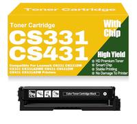 Compatible 20N20C0 20N20K0 20N20M0 20N20Y0 Toner Cartridges High Yield for Lexmark CS331 CS331DW CX331 CX331ADWE CS431 CS431DW CX431 CX431ADW Printers with Chip,Black-CS331