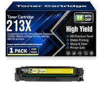 Compatible 213X (W2130X/W2131X/W2132X/W2133X) Toner Cartridges with chip High Yield High Capacity Work for HP Enterprise 5700dn 5800dn 6700dn 6701dn 6800dn 6801dn,Yellow-213X