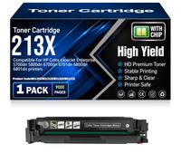 Compatible 213X (W2130X/W2131X/W2132X/W2133X) Toner Cartridges with chip High Yield High Capacity Work for HP Enterprise 5700dn 5800dn 6700dn 6701dn 6800dn 6801dn,Black-213X