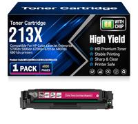 Compatible 213X (W2130X/W2131X/W2132X/W2133X) Toner Cartridges with chip High Yield High Capacity Work for HP Enterprise 5700dn 5800dn 6700dn 6701dn 6800dn 6801dn,Magenta-213X