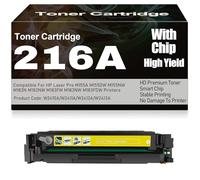 Compatible 216A Black Yellow Magenta Cyan Toner Cartridges W2410A W2411A W2412A W2413A High Yield for HP M155A M155DW M155NW M182N M182NW M183FW M183NW M183FDW with Chip,Yellow-216A