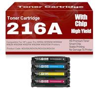 Compatible 216A W2410A W2411A W2412A W2413A Toner Cartridges Black Yellow Magenta Cyan Toner for HP M155A M155DW M155NW M182N M182NW M183FW M183NW M183FDW with Chip,4Pack-216A