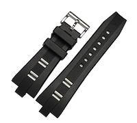 Compatible (26mm X 9mm, Silver) Black Rubber Scuba Diver Watch Band Strap Fits FIT/BVLG Diagono