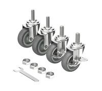 Compatible 3" Heavy Duty Threaded Stem Swivel Casters, 4-Pack Silent Locking Wheels for Furniture & Workbenches