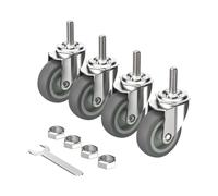 Compatible 3" Heavy Duty Threaded Stem Swivel Casters, 4-Pack Silent Locking Wheels for Furniture & Workbenches