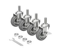 Compatible 3" Heavy Duty Threaded Stem Swivel Casters, 4-Pack Silent Locking Wheels for Furniture & Workbenches