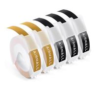 Compatible 3D Label Tape Black Embossing Tape for Embossing Tape | for Omega Junior 9mm Self-Adhesive 3D Plastic 2×Gold/3×Black Compatible with DYMO Omega Junior Embossing Label Makers, 5-PK