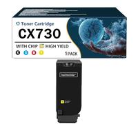 Compatible 4 Color for Lexmark CX730 Toner Cartridge For Replacement CS730de CS735de CX730de CX735adse CX737adzse Laser Printer, Black Yellow Cyan Magenta, With Chip,Yellow-High Yield