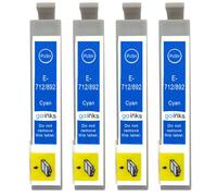 Compatible 4 Go Inks Cyan Ink Cartridges to replace Epson T0712 / non-OEM for Epson Stylus Printers
